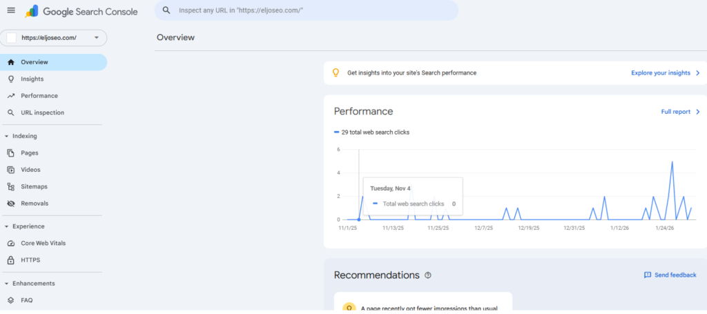 interface Google Search Console